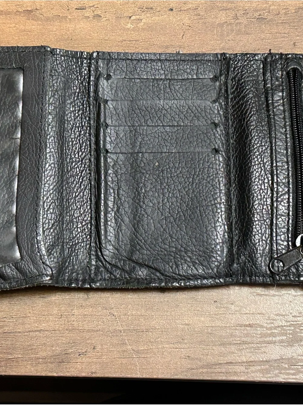 💟Harley Davidson Willie G Skull Black Leather Biker Wallet Trifold Chain Style